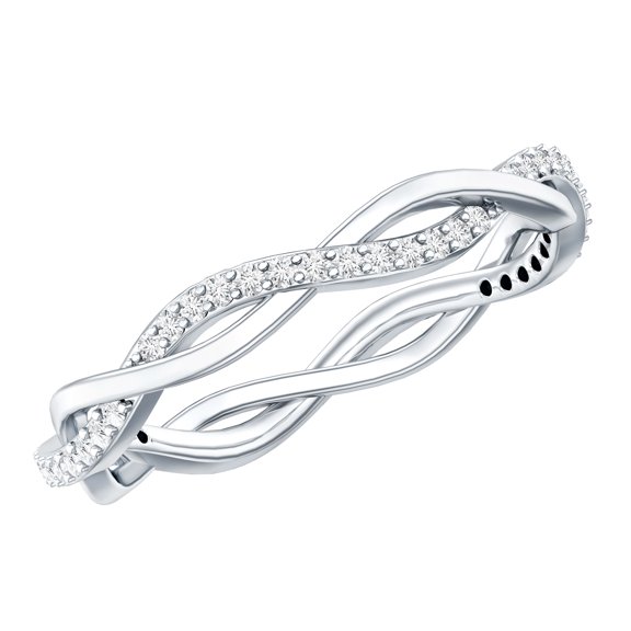 Rosec Jewels Lab Grown Diamond Infinity Wedding Band (EF-VS Quality) - Braided Eternity Ring - with Jewelry Box, 925 Sterling Silver, US 4.00