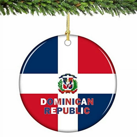 Dominican Republic Flag Christmas Ornament Porcelain 2.75 Inches