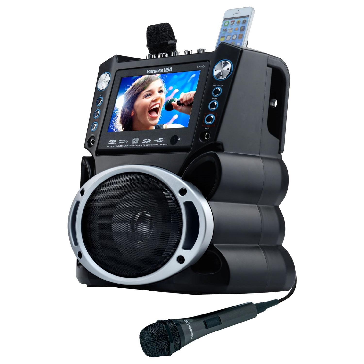 Karaoke USA DVD/CD+G/MP3+G System with 7 TFT Digital Color Screen,Record Function GF946 Bluetooth and HDMI Karaoke Player 