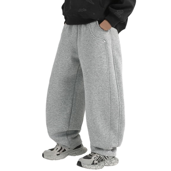 ZHANGDER Boys Sweatpants Boys Baggy Track Pants Barrel Pants Elastic Waist Loose Fit Sweatpants with Side Pockets