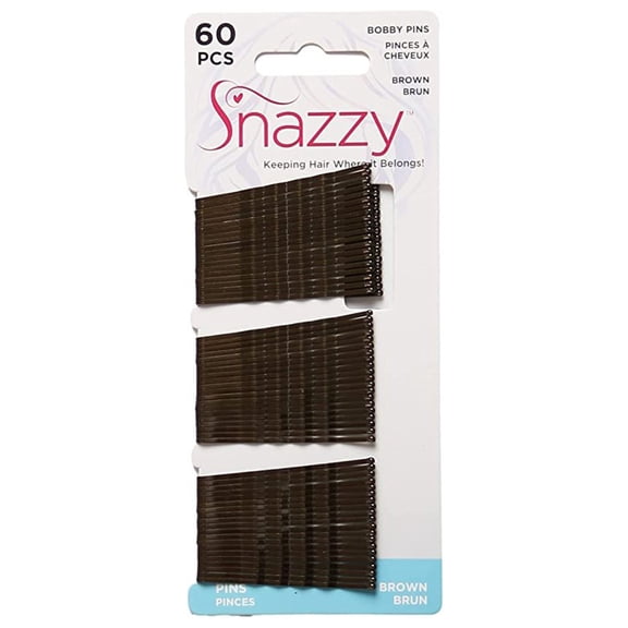 Snazzy Secure Hold Bobby Pins Set of No Slip Hairpins Brown 60 Count 1.5mm Bobby Pins Brown