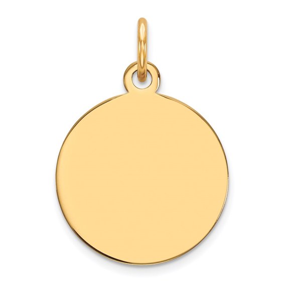 Auriga Fine Jewelry 14K Yellow Gold Plain .009 Gauge Circular Engravable Disc Charm for Women (L-19mm, W-12mm)