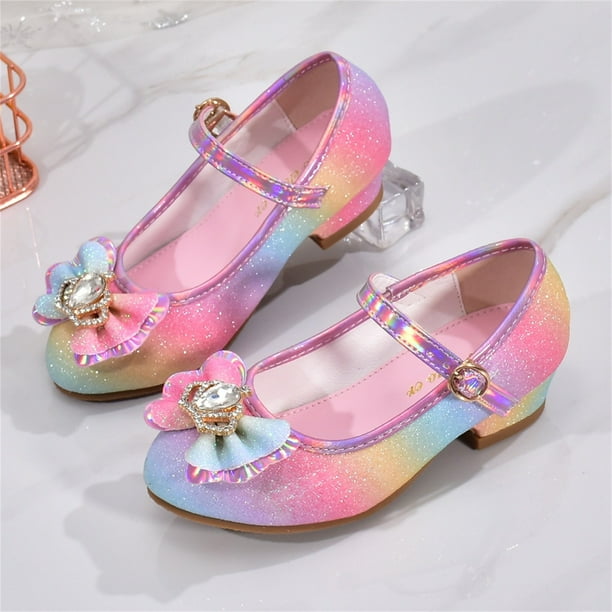 nsendm Girls Sandal Big Kid Female Girls Wedges Size 13 Children Shoes with Diamond Shiny Sandals Princess Shoes Bow High Heels Show Little Girl Sandals Pink 4 Walmart