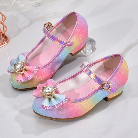 

Aayomet Children Shoes With Diamond Shiny Sandals Princess Shoes Bow High Heels Show Princess Shoes Baby Girl Sandals Size 5 Pink 13