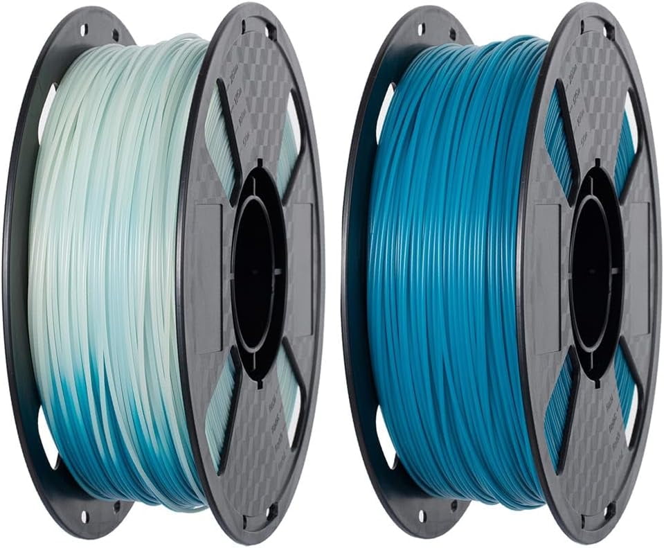 NEOYFC  Temperature Shift Color Changing PLA Filament 1.75mm 1KG 3D Printer Filament Color Changes 3D Printing Materials PLA Peacock Green to White