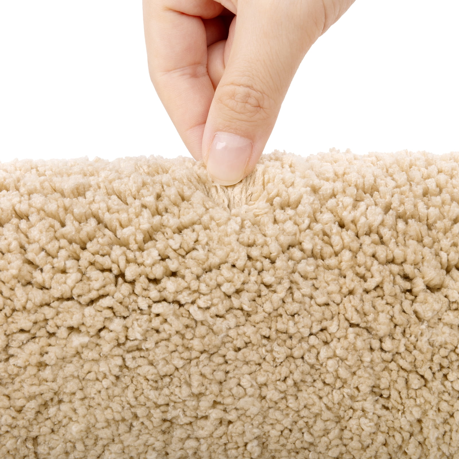 MeyJey Bathroom Rugs Set of 4 Piece, Bath Mats, Microfiber Non Slip Shaggy Ultra Soft Bathroom Runner with U Shaped Contour Toilet Mat for Bathroom, Shower Inside Floor, Beige