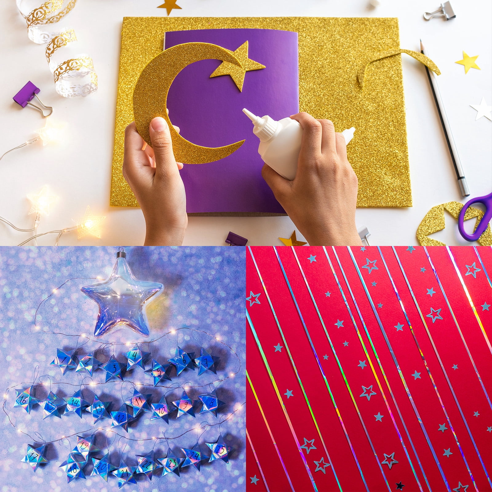 Uxcell 12"x12" Holographic Cardstock, 20 Pack Metallic Iridescent Mirror Paper Foil Board Reflective Sheets, Style 1