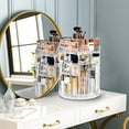thumbnail image 6 of Babezdog Makeup Organizer 360 Degree Rotating Durable Perfume Organizer with 4 Holder Storage Rack Adjustable Spinning Cosmetic Storage Case Large Capacity, Fits Jewelry, Brushes, Lipsticks,Clear, 6 of 9