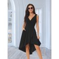 thumbnail image 4 of DARING DIVA Women's V Neck Sleeveless Midi Wrap Dresses S Black, 4 of 7