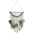 thumbnail image 1 of Tapiz de hojas para colgar en la pared, tapiz bohemio con borlas, hermoso tapiz moderno hecho a mano. Verde, 1 of 9