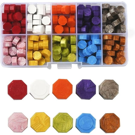 250 Pcs 10 Colors Sealing Wax Particles Octagonal Wax Sealing Beads Honeycomb Retro Wax Seal Stamp Sealing for Cards Envelopes Invitations Letter Sealing DIY Craft Supplies diy