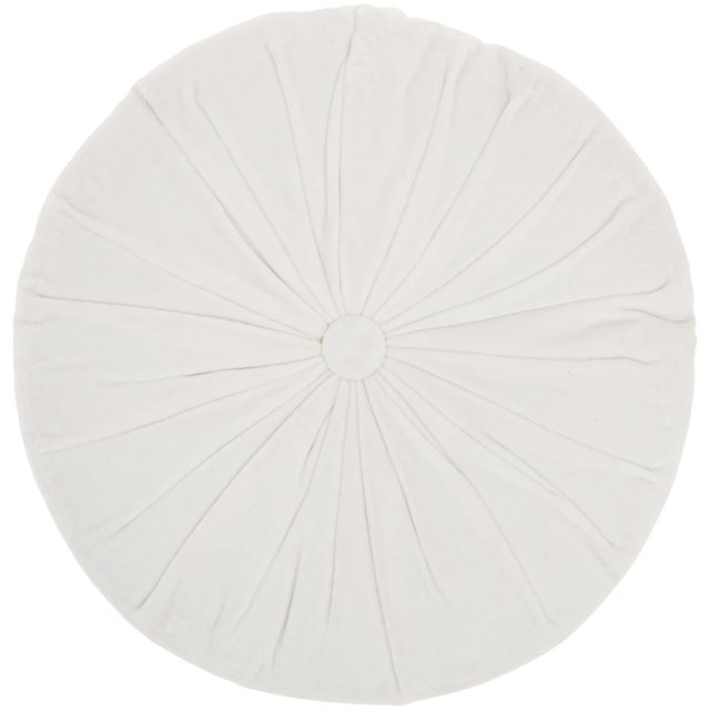 homeroots Décoration Intérieure 386285 Coussin Décoratif Rond Capitonné Blanc