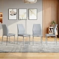 thumbnail image 2 of NYEESS Set of 4 Light Gray and Silver PU Dining Chairs, Ergonomic Modern Dining Room Chairs with Metal Legs, 2 of 9