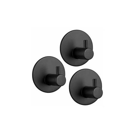 

Bathroom Coat Hook 3M Adhesive Hook Stainless Steel Bathroom Wall Hook Self-Adhesive Towel Holder for Kitchen (Black 3pcs)