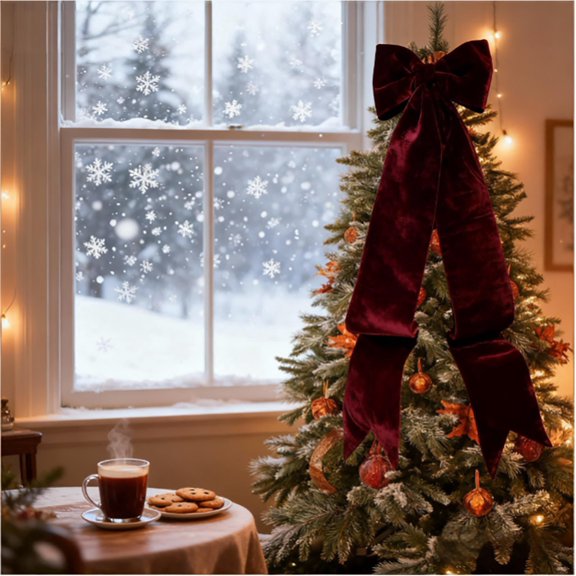 Giant Red Velvet Christmas Bow – 70in Holiday Satin Ribbon Decoration, Xmas Tree, Mantel, Wedding Backdrop & Festive Room Décor