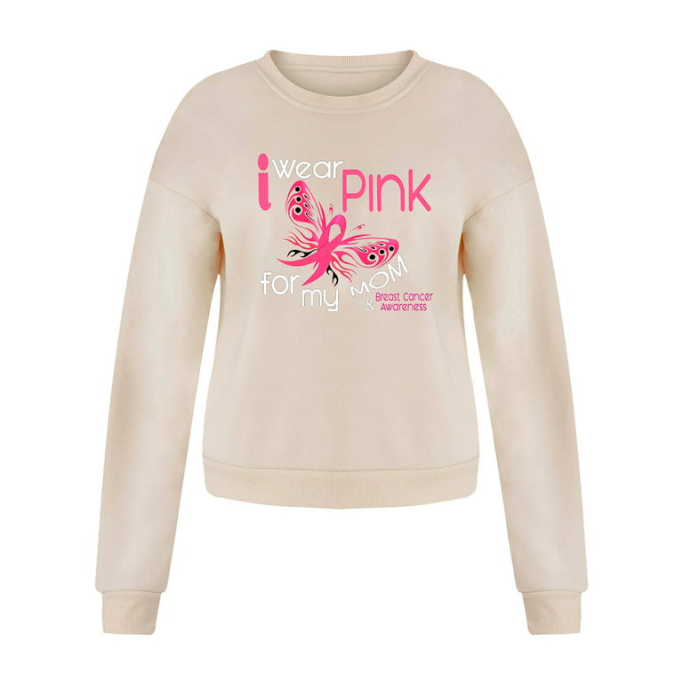 Brnmxoke 2023 Breast Cancer Gifts for Women Loose Fit Fall Tops Breast  Cancer Awareness Pink Long Sleeve Shirt - Women Pink Ribbon Sweatshirts  Pullover Tops 
