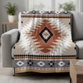 thumbnail image 2 of Brown Gray Boho Blanket Soft Cozy Warm Throw Blanket for Couch, Plush Fuzzy Flannel Fleece Blankets for Sofa, Southwestern Ethnic Abstract Geometric Bed Blankets Lightweight Gifts for Women, 30"x40", 2 of 9