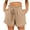 Khaki, variant on Wyobmus Shorts Pants for Women Fashion Comfy Elastic Waist Drastring Pleated Pajama Solid Color Lightweight Lounge Shorts Khaki