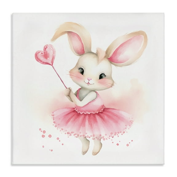 Stupell Industries Ballerina Bunny with Wand Animals Painting Wrapped Canvas Art Print Wall Art, 17 x 17