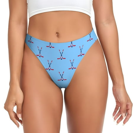 Thongs for Women - ice hockey sticks USA flag blue No Show Seamless Womens Thongs Underwear  Stretch G String Thongs for Women  Ladies Breathable Kawaii Thong Bikini Panties Briefs
