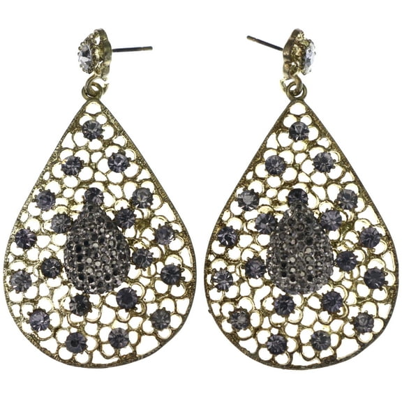 Mi Amore Flower Drop-Dangle-Earrings Gold-Tone/Purple