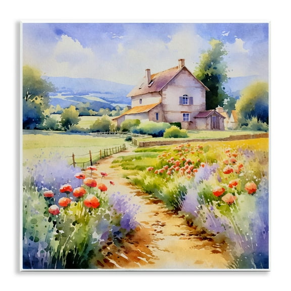 Stupell Industries Provence Cottage Gardens Landscape & Nature Painting Unframed Art Print Wall Art, 12 x 12