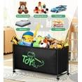 thumbnail image 4 of Large Toy Box with Wheels for Kids - 124L Black Storage Bin for Toys, 4 of 5