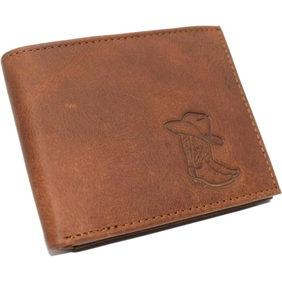 Men's RFID Blocking Cowboy Boots Genuine Leather Bifold Trifold Western Wallet Trifold