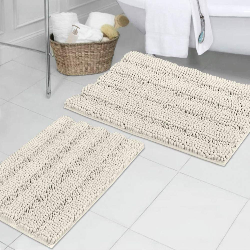 H.VERSAILTEX Chenille Bath Mats Non Slip Absorbent Bath Rugs, 20" x 32