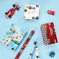 thumbnail image 5 of A house of tools Race Car Wrapping Paper Rolls - 3 Short Rolls 17 in x 120 in Racing Car for Kids Boy Birthday Truck Car Theme Party Gift Packing Supply Red Blue White Wrapping Paper with Cut Lines, 5 of 14