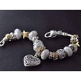 thumbnail image 4 of Pearl White Glass Beads With Heart Charm Bracelet For Woman, 4 of 6