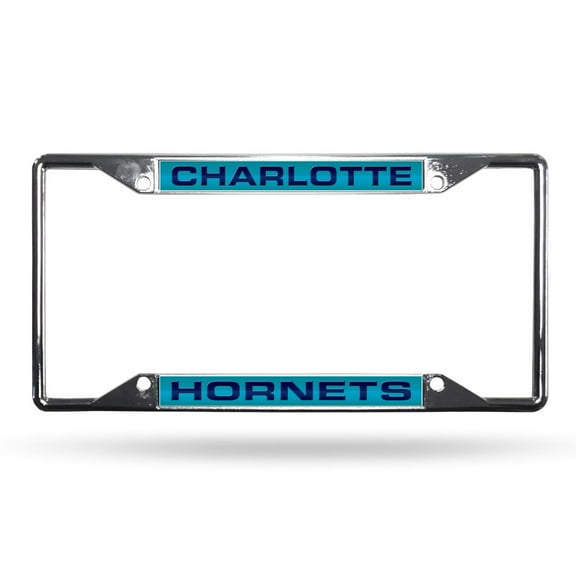 Charlotte Basketball Hornets All Corner EZ View Chrome Metal Laser Cut License Plate Frame