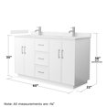 thumbnail image 4 of Elan TK 60" White Double Vanity & Carrara Cultured Marble Top & Nickel Trim, 4 of 5