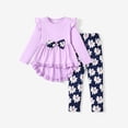 thumbnail image 6 of PatPat Toddler Kid Girl Outfits 2 Pieces Bowknot Ruffled Long Sleeves T-Shirt Flower Allover Pants Legging Set Size 4-12, 6 of 6
