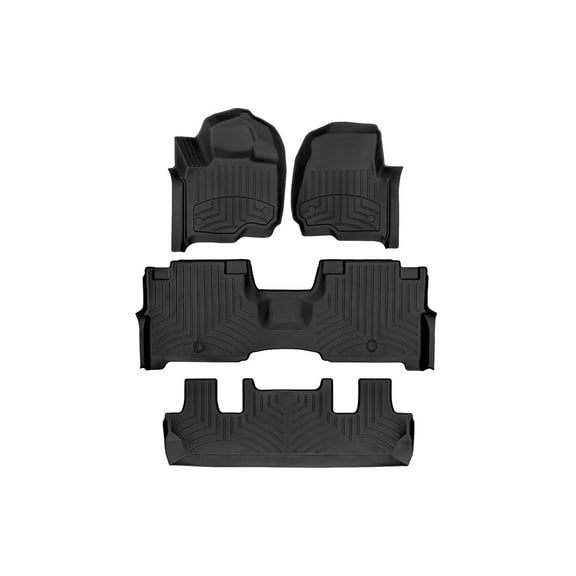 WeatherTech FloorLiner HP Custom Fit Floor Mats compatible with 2018-2024 Lincoln Navigator - Complete Set (1st, 2nd, & 3rd Row), Black