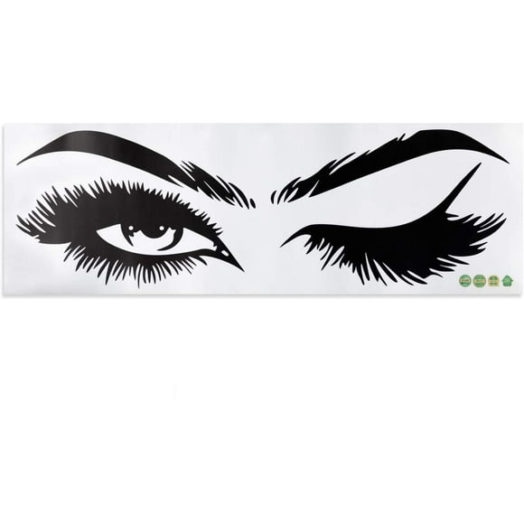 NETSENG Wall Decal Eyelash Eyebrow Eyebrow Beauty Salon Eye Removable Sticker for Girls Bedroom Wall Art Decal Lashes Vinyl Home Decor Mural (Black)