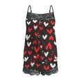 thumbnail image 6 of Byworldtasic Women's Pajama Sets Valentine's Dat Sleepwear Satin Sliky 2 Piece Outfit Lace Trim Pajamas Set Cami Shorts, 6 of 6