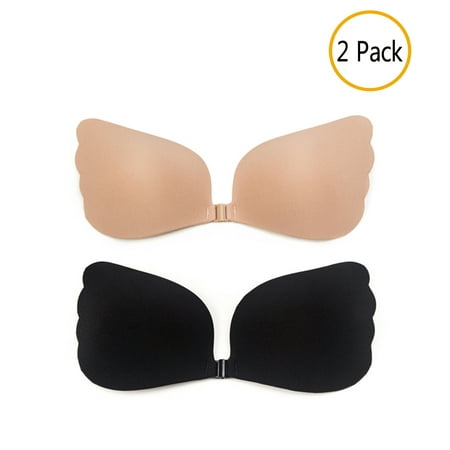 NK HOME 2 Packs Self Adhesive Silicone Bra Strapless Bra 3/4 Cup Push up Invisible (Best Sports Bra For C Cup)