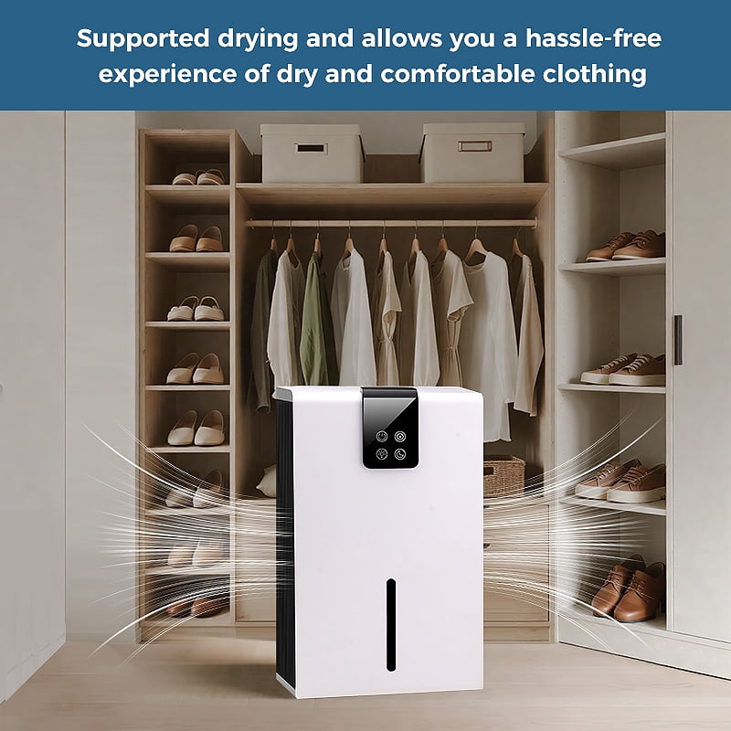 Portable Dehumidifier, 2.8L Water Tank, 3-in-1 Dehumidifier with Air Purifier & Dryer Function, 90W Ultra-Quiet Dehumidifier for Home Bedroom Bathroom, White