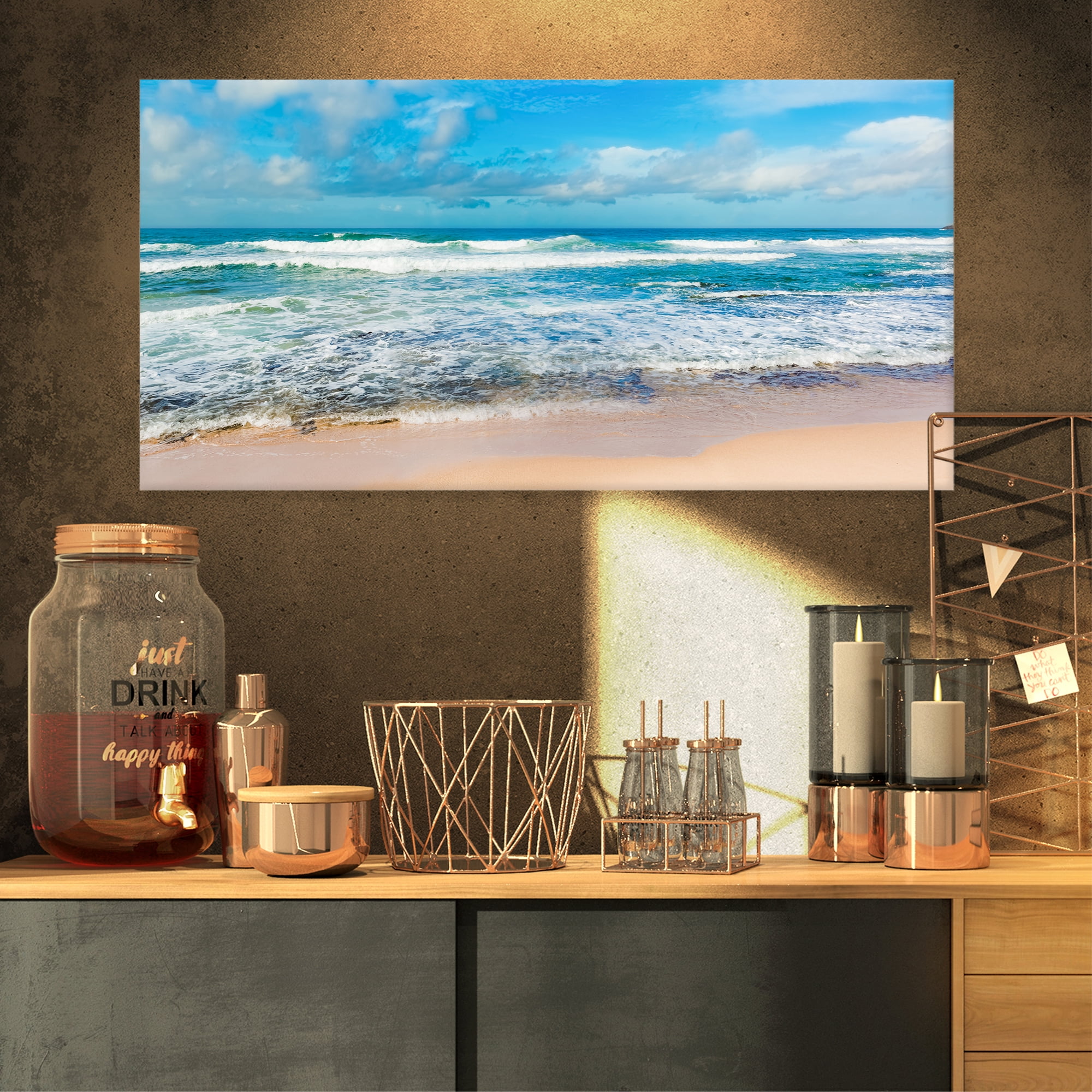Designart 'Indian Ocean Panoramic View ' Extra Large Seashore Canvas Art
