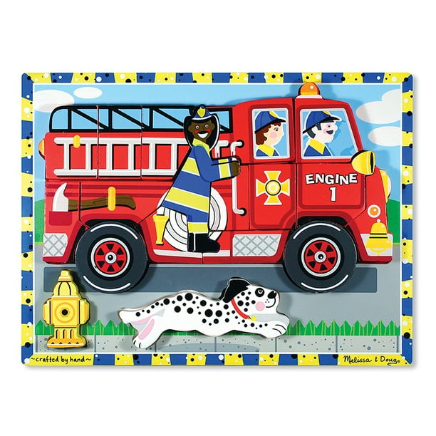 Melissa & Doug Fire Truck Wooden Chunky Puzzle (18 pcs)