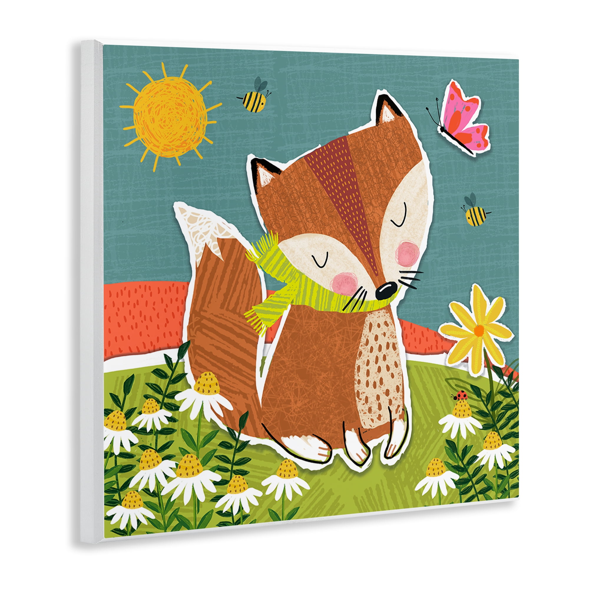 Stupell Industries Whimsical Nature Fox Animals Painting Unframed Art Print Wall Art, 12 x 12