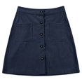 thumbnail image 4 of EDFBUYKRS Female Skirts High Waisted Skirt Long Maxi Womens Corduroy Dress Autumn/Winter High Waist Buckle A Line Short Mini Dress Strap Pocket, 4 of 5