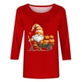 thumbnail image 5 of Wiyuqeen Fall Shirts for Women Happy Thanksgiving 3/4 Sleeve Tshirts Crew Neck Gobble Til You Wobble T-Shirt Plus Size Graphic Tees, 5 of 5