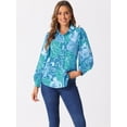 thumbnail image 2 of DARING DIVA Women's Button Down Floral Print Chiffon Tops L Blue, 2 of 6
