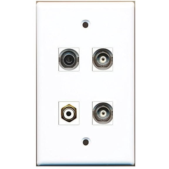 RiteAV - 1 Port RCA White 1 Port 3.5mm 2 Port BNC Wall Plate