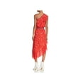 thumbnail image 2 of Joie Womens Silk Midi One Shoulder Asymmetrical A-line Dress, Red, Medium, 2 of 2