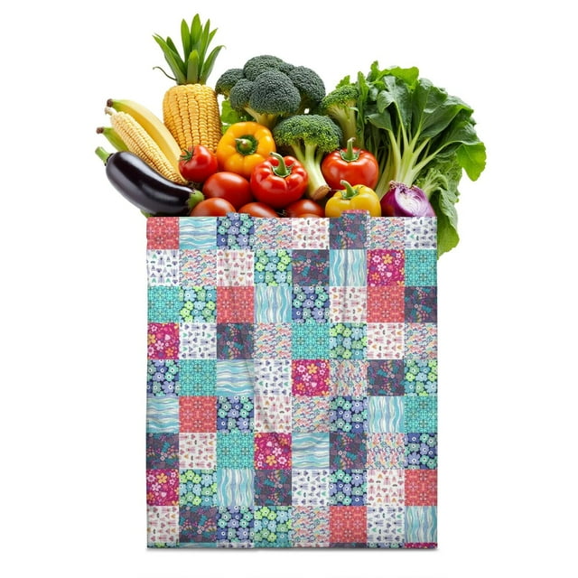 Rustic Style Nordic Stripes Fabric Shopping Bag - Machine Washable Eco-Friendly Foldable Tote
