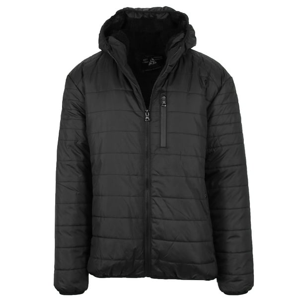 Mens Sherpa-Lined Hooded Puffer Jacket (Sizes, S to 2XL) - Walmart.com