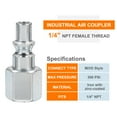 thumbnail image 5 of Uxcell 10pcs 1/4" NPT Male Air Plug A Style Plugs for Pneumatic Nail Gun Air Compressors, 5 of 7